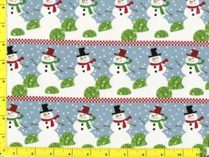 Lächelnde Schneemänner mit Schneefall auf hellblau Meterware CWISNM09330 - Bild 1 von 1