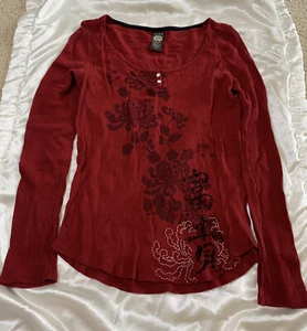 CAMICIA GRANDE 2009 MARCHIO LUCKY COTONE TERMICO MANICA LUNGA FLOREALE BORDEAUX ROSSA GRANDE - Foto 1 di 17