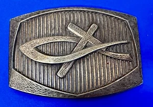 IXOYE Fish Cross Savior Christian Religious Symbol 1976 Insignia Co. Belt Buckle - Picture 1 of 16