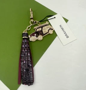 Brahmin Handbag Hang Tag Copa Car Charm Leather Tassel Fig Jam Melbourne - Picture 1 of 5