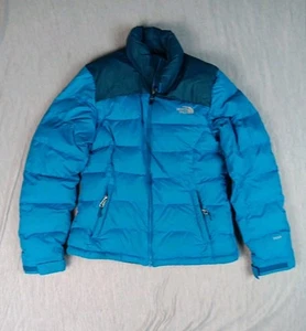 The North Face Nuptse 700 piumino giacca donna piccolo blu acqua con MACCHIE - Foto 1 di 24
