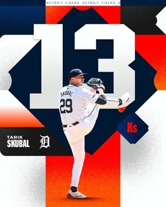 8x10 Photo TARIK SKUBAL Detroit Tigers 2024 Cy Young Pitcher triple crown 13K's - Picture 1 of 1