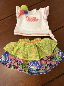 Maglietta American Girl Mix 'N Match Pom Pom Hello e gonna tropicale a strati - Foto 1 di 3