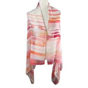 Christopher & Banks Sheer Scarf Shawl Pinks, Oranges and Cream 62" x 35" - Picture 1 of 5