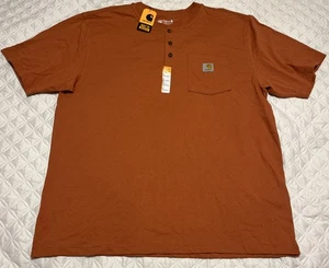 Camiseta Carhartt Para Hombre Calce Suelto Henley Manga Corta Bolsillo Naranja Nueva Con Etiquetas Talla L - Imagen 1 de 7