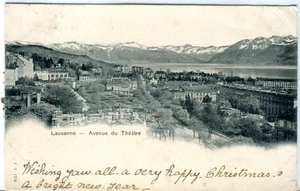 Switzerland Lausanne - Avenue du Theatre Theater 1901 postcard - Picture 1 of 3