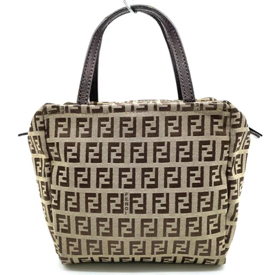 正品 Fendi Zucchino 帆布棕色迷你手提包 NS120073 — 第 1/4 张图片