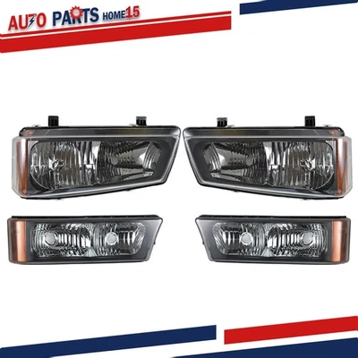 For Chevy Silverado 1500/2500/3500 2003-2006 RH+LH Side Headlight Assembly Black Foto 1 de 4