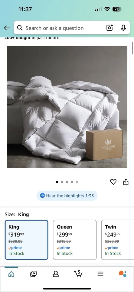 Edredón de plumón blanco para todas las estaciones, transpirable, suave, ético Foto 1 de 4