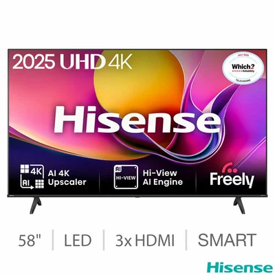 Hisense 58E6QTUK 58 Inch 4K Ultra HD Smart TV - Image 1 of 4