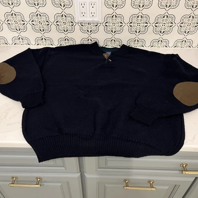 Vintage Pendleton Men’s Henley Sweater With Elbow Patches Size Extra￼Large - Image 1 of 4