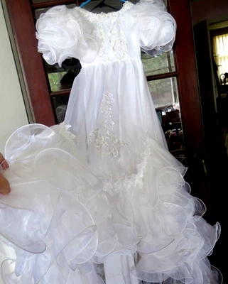 Jr Novia Flor Niña Vestido Boda Desfile Vestido TREN Bustidores Ganchos Perla 20" Ws Foto 1 de 4