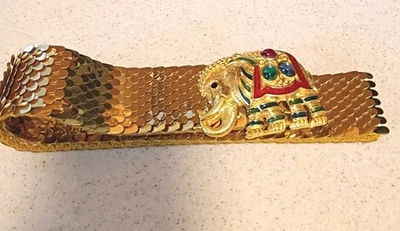 Винтажный золотой сетки рыбы масштаб эластичной гибкий ремень драгоценности слон пряжка - Изображение 1 из 4