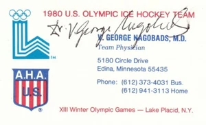 VERSTORBEN 1980 US HOCKEY DR GEORGE NAGOBADS SIGNIERTE VISITENKARTE SELTEN - Bild 1 von 1