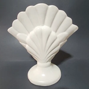 Rumrill Fächer Vase weiß elfenbein 8-1/4" H von Florence Pottery 1938-1941 Vintage - Bild 1 von 9