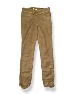 CHANEL Denim Jeans 6-Pocket Ruched Hem Brown Beige size 38 US 4/S - Picture 1 of 8