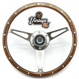 Classic Austin Mini GT 13" Riveted Wood Rim Steering Wheel & Alloy Boss Kit - Picture 1 of 2