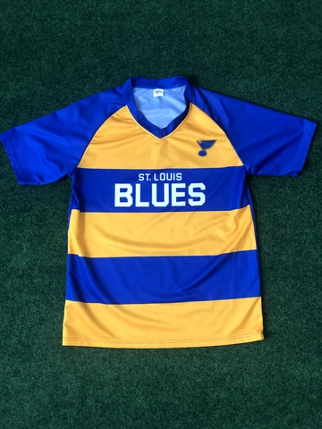 St Louis Blues Shirt  Blue/Yellow Size Large Cover