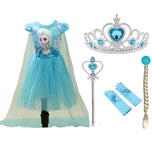 Christmas Girl Elsa Anna Frozen Princess Fancy Dress Up Cosplay Halloween Party - Picture 1 of 12