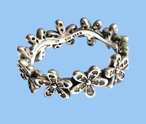 Sterling Silver PANDORA ALE CZ Daisy Band Ring Size 4.5 190934CZ NICE - Picture 1 of 4