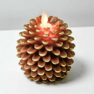 Luminara Flameless LED Pine Cone Battery Candles Brown with Moving Wick Timer  - Picture 1 of 8