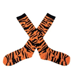 My Halloween Womens Long Black & Orange Tiger Striped Knee Socks - Picture 1 of 1