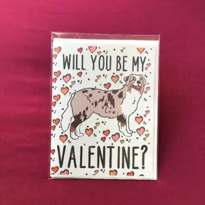 Australian Shepherd Valentines Day Card Handmade VDay Holiday Dog Love Notecard - Picture 1 of 12