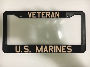 Veteran US USA MARINES USMC MILITARY Patriotic Vet Black License Plate Frame NEW - Picture 1 of 2
