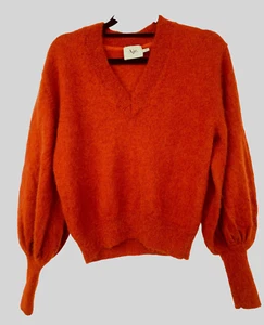 AJE Soft Alpaca Blend Knit Jumper Sweater w Balloon Sleeve Rust SzS AU/UK 8 - 10 - Picture 1 of 6
