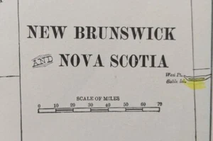 Vintage 1903 NEW BRUNSWICK NOVA SCOTIA CANADA Map 14"x11" Old Antique Original - Picture 1 of 9