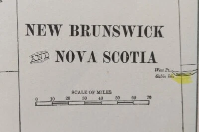 Vintage 1903 NEW BRUNSWICK NOVA SCOTIA CANADA Map 14"x11" Old Antique Original - Image 1 of 4