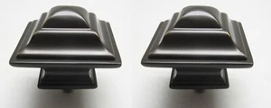 2 New RH Restoration Hardware Large Square Curtain Rod Finials, Antique Bronze - Picture 1 of 6