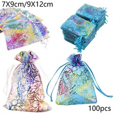 100x Organza Favor Gift Bags Jewelry Pouches Party Bag For Weddings Supplies