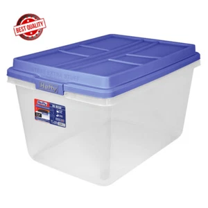 72 Quart Clear Plastic Storage Bin W/ Lid Home Garage Stackable Sturdy Bins New - Picture 1 of 8