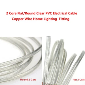 2 Core Flat/Round Clear PVC Electrical Cable Copper Wire Home Lighting Fitting - Picture 1 of 10