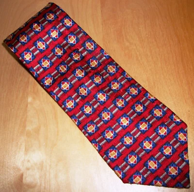 Corbata de seda para hombre Robert Talbott a cuadros rojos, azules y dorados 58,5" L x 3,9" W (D551) Foto 1 de 4