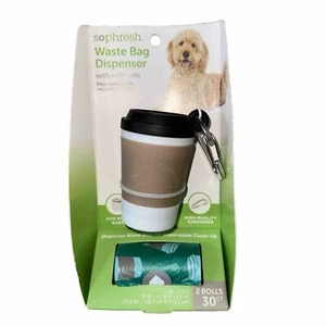 Sophresh Coffee Cup Dog Pet Animal Waste Bag Dispenser with Refill Rolls - Picture 1 of 3