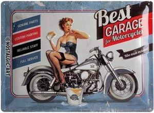 Vintage Style Retro Heavy Embossed Metal Plaque/Tin Sign Motorcycle Best Garage - Picture 1 of 3