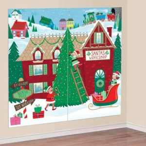 Santa's Workshop Scene Setters Add On Wall Decorations Christmas Party Decor - Picture 1 of 2