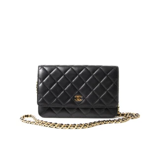CHANEL WOC Wallet On Chain Black Lambskin With Gold HW Like NEW - Picture 1 of 7