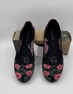 SERRA Womens Flat Floral Black Pink Ballet Shoes 9 Recycled Material NIB - Picture 1 of 5