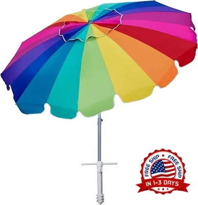 Sombrilla Grande Para Playa Arena Con Rejillas De Ventilación Resistente Viento Foto 1 de 4