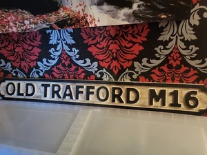 OLD TRAFFORD M16 Vintage Street Road Sign MDF wood needs a good clean - Picture 1 of 5