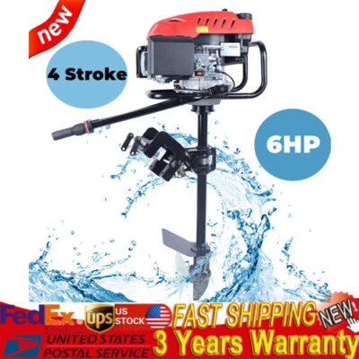 4 Stroke 6 HP 170cc Outboard Motor Fishing Boat Engine Air Cooling Heavy Duty - Image 1 of 4