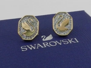 SWAROVSKI Signum Stud Earrings Swan with White Crystals 5621105 NO BOX - Picture 1 of 4