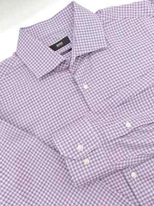 🇩🇪 Hugo Boss Mens 16.5x34 Regular Fit Dress Shirt Red Blue Check - Picture 1 of 7