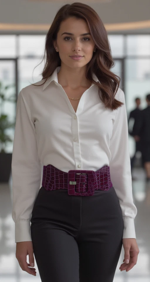 Nuevo Mujeres Moda Rosa Púrpura Tela Elástica Cinturón Hebilla Cuadrada Cintura de Cadera XS S M Foto 1 de 4