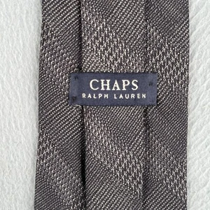 Vintage Ralph Lauren Chaps Neck Tie Gray Woven Pattern CLassic Mens - Picture 1 of 7