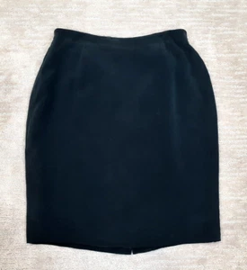 Chaus Women's Sz 12 Solid Black 100% Silk Skirt Knee Length Vtg Career Preppy - Picture 1 of 8