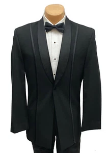 Boys 6 Black Jean Yves Tuxedo Jacket with Satin Shawl Lapels Ring Bearer 6B - Picture 1 of 6